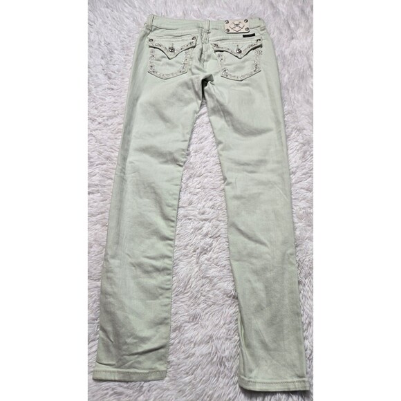 Miss Me Lime Green Embellished Low Rise Skinny Jeans Size 30x32 - Picture 8 of 16